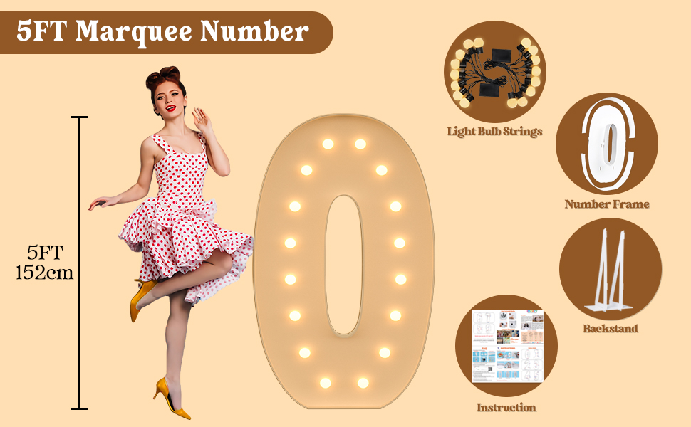 5FT Giant Marquee Light Up Numbers, Big Marquee Numbers 2
