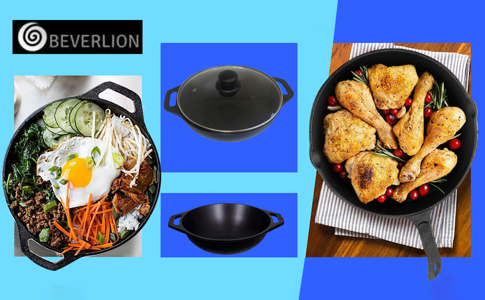 Buy Beverlion PreSeasoned Cast Iron Oven Safe Grill, Stovetop, Induction Safe Cookware Kadai