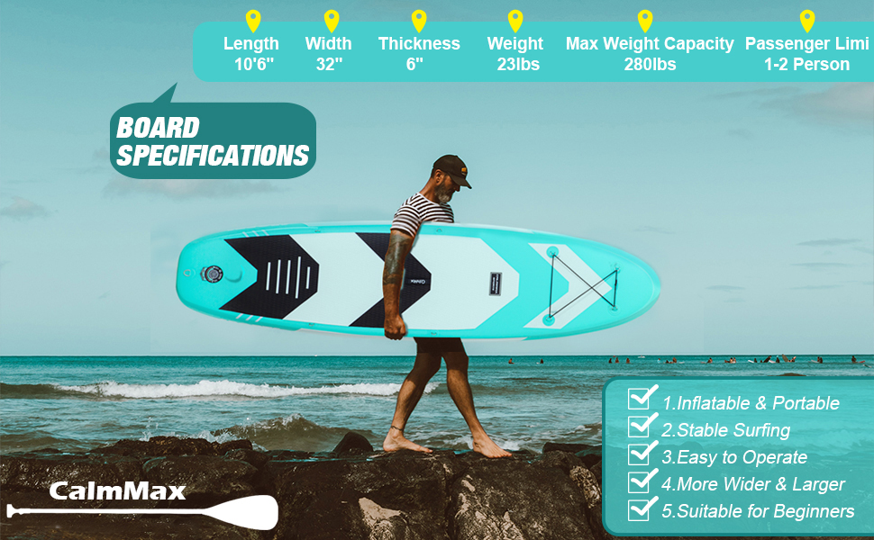 CalmMax Inflatable Stand Up Paddle Board - 10 feet 6 inch
