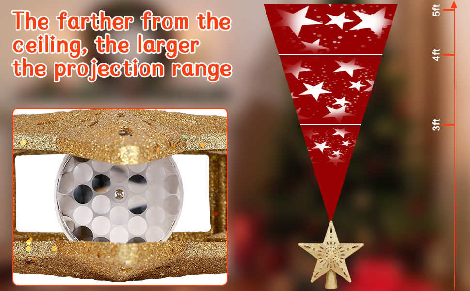 CLISPEED Christmas Star Tree Topper, Glitter Sparkling Hollow Lighted