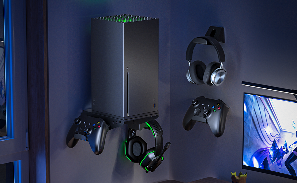 Support mural pour Xbox Series X, 4 en 1 Kit de Support Mural pour Xbox Series X avec