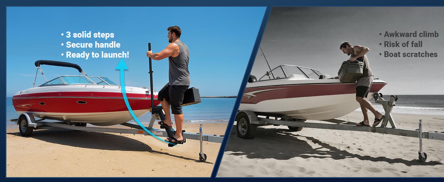 Heavy Duty Boat Trailer Steps Handle for Trailers Tongue Step 3 Steps