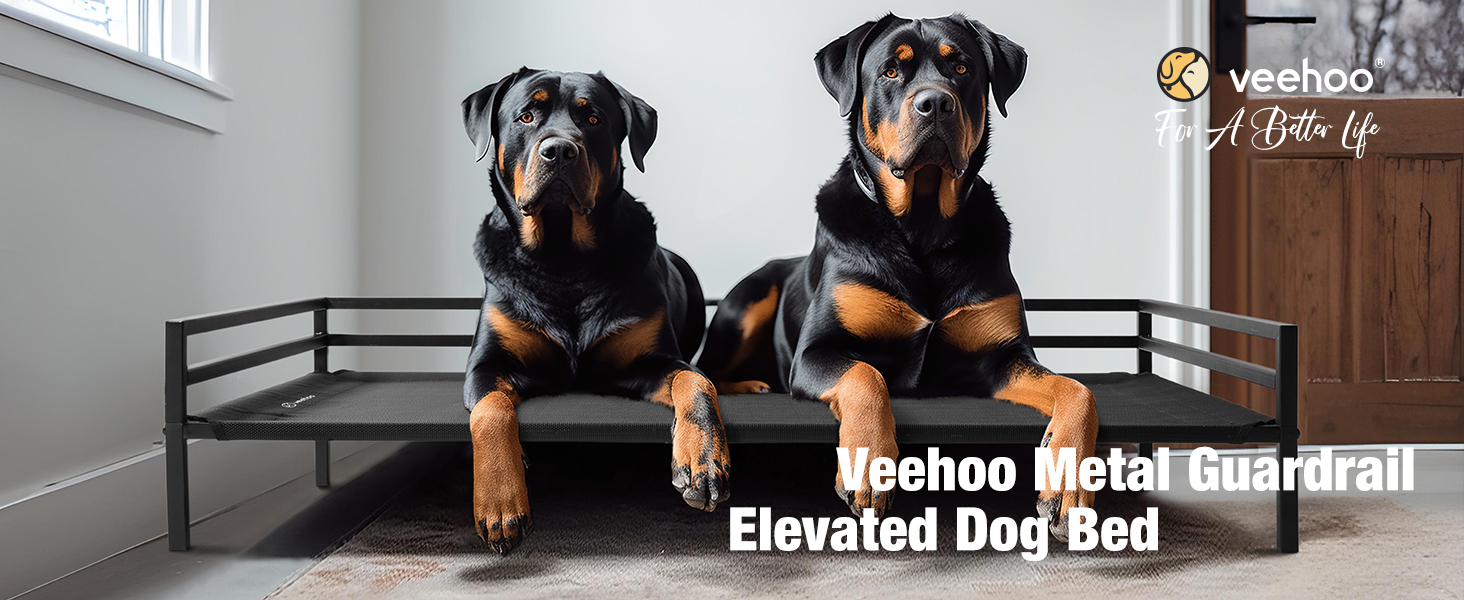 Veehoo Metal Elevated Dog Bed, Cooling Raised Pet Cot with