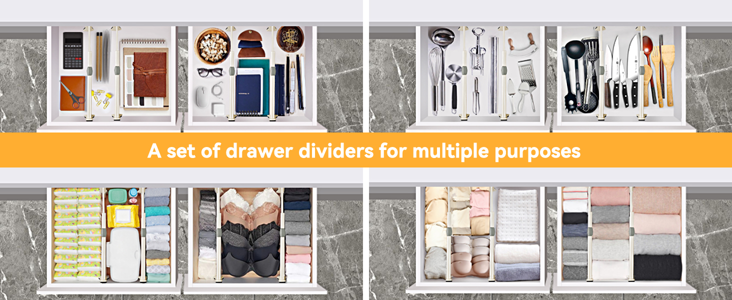 JONYJ Drawer Dividers Organizer 6 Pack, Adjustable