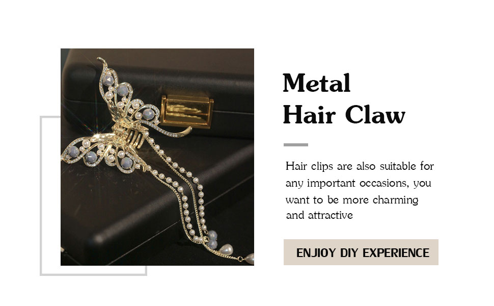 Pearl Butterfly Tassel Grab Hair Clip 