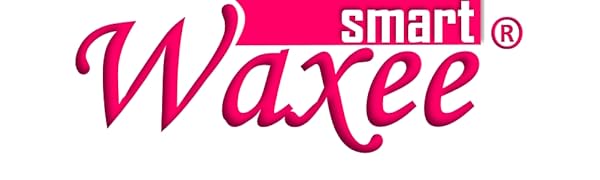Logo design for 'Waxee smart' brand in pink text with stylized cursive lettering and registered trademark symbol.