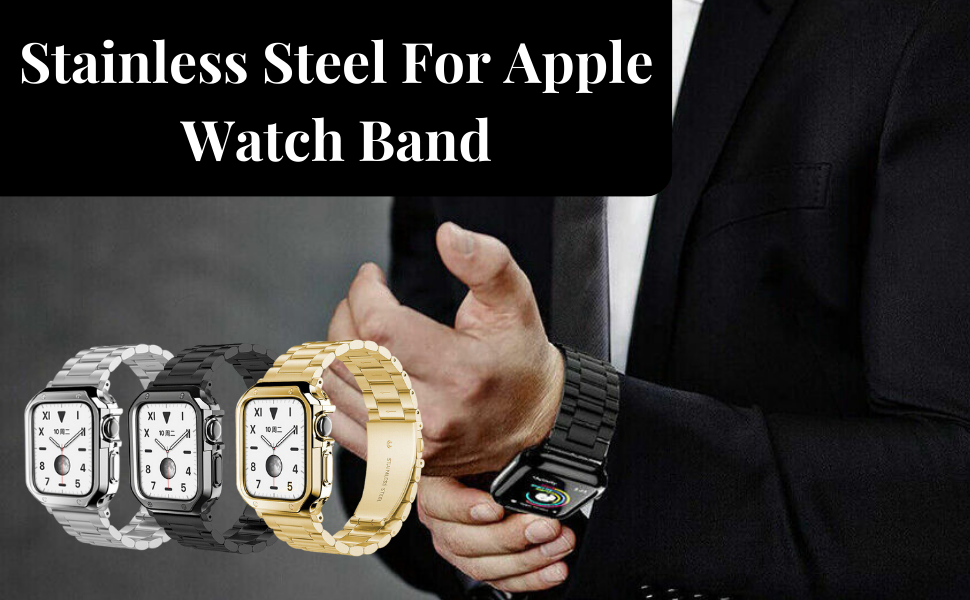 THE PERFECT PART iWatch Bands Solid Stainless Steel Watch Band with TPU Case for