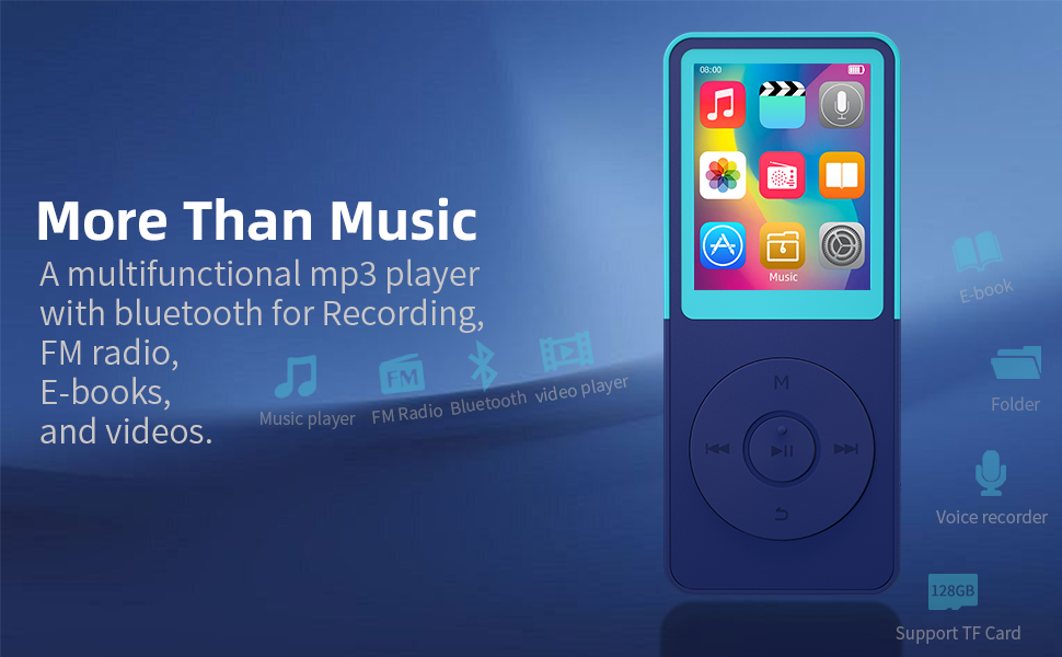 Multifunctional MP3 Player with fm radio Recording E-books Images Videos Calendar Alarm Stopwatch