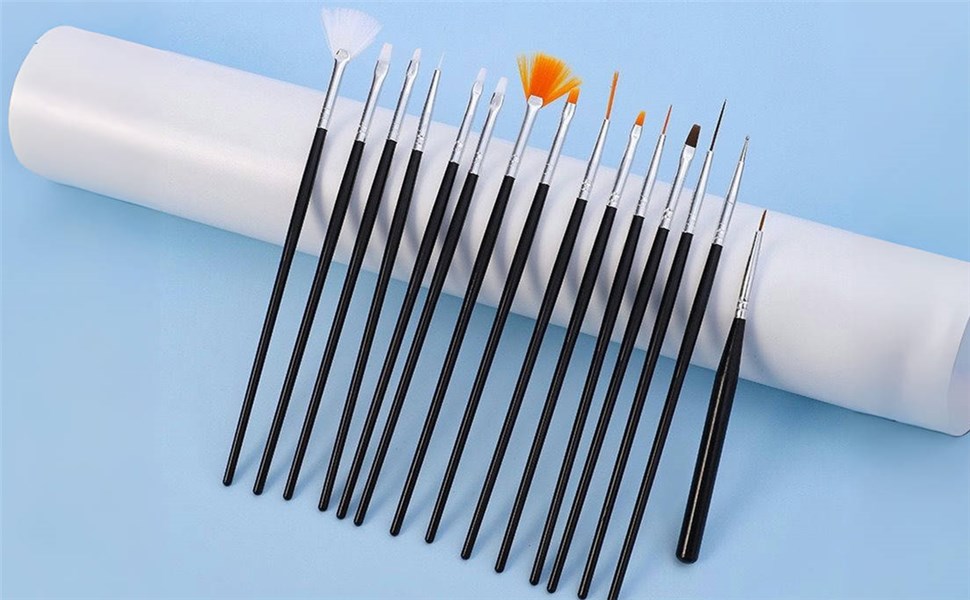 15pcs nail art painting brushes black