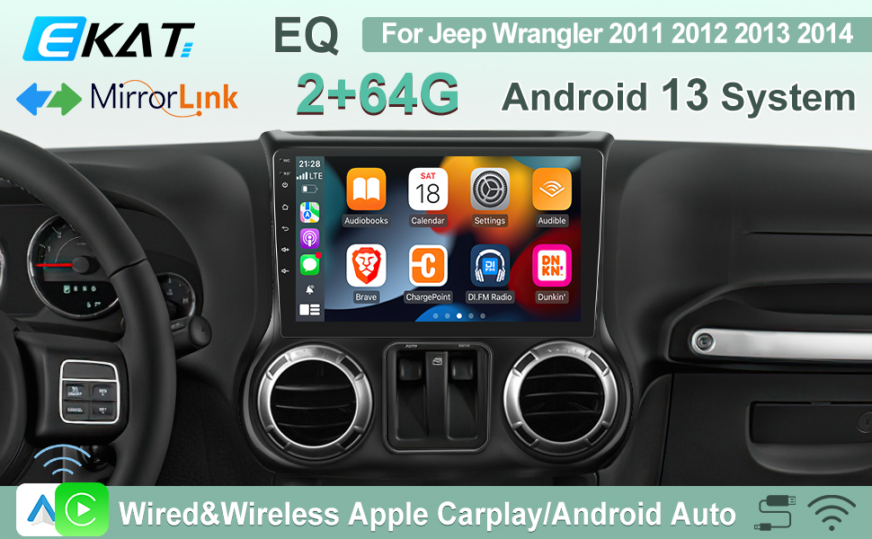 Radio de coche Android 13 de 2 GB + 64 GB para Jeep Wrangler 2011 2012