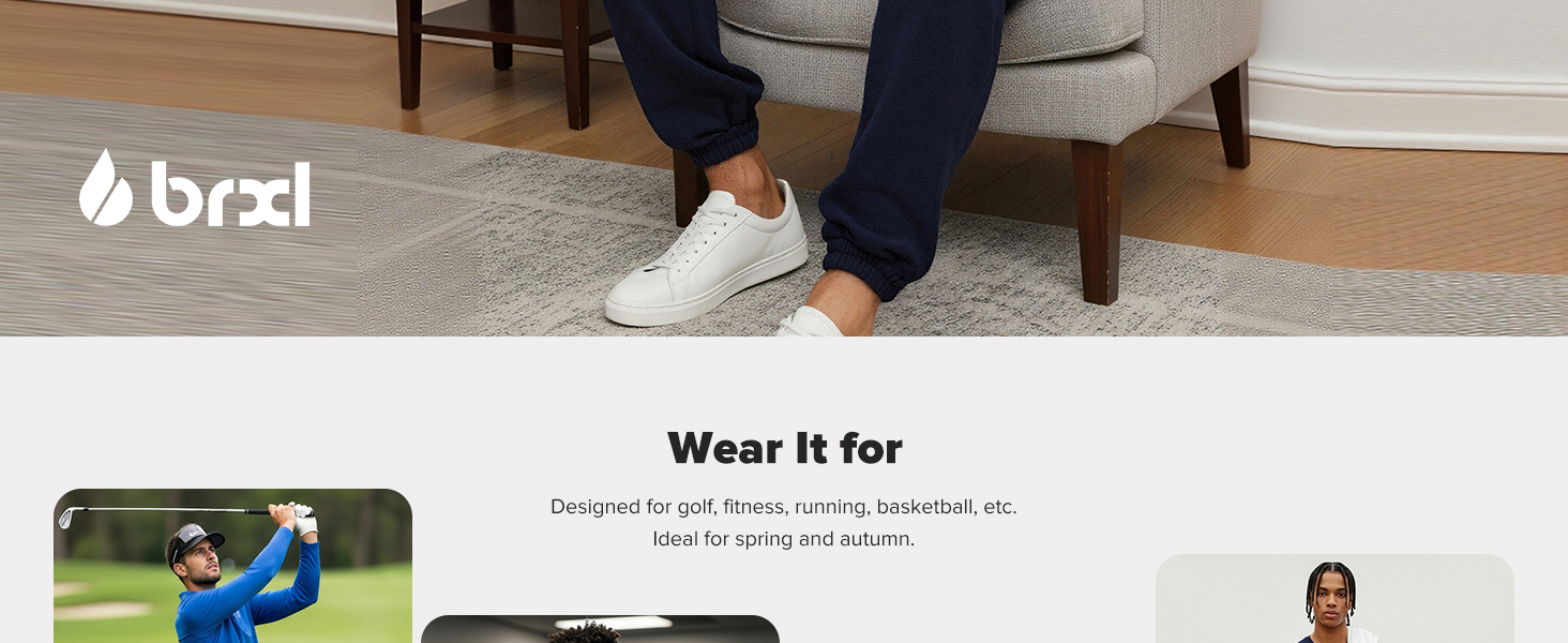 BRXL Sweatpants for Men 3 Pockets Athletic Training Track Joggers Stretch