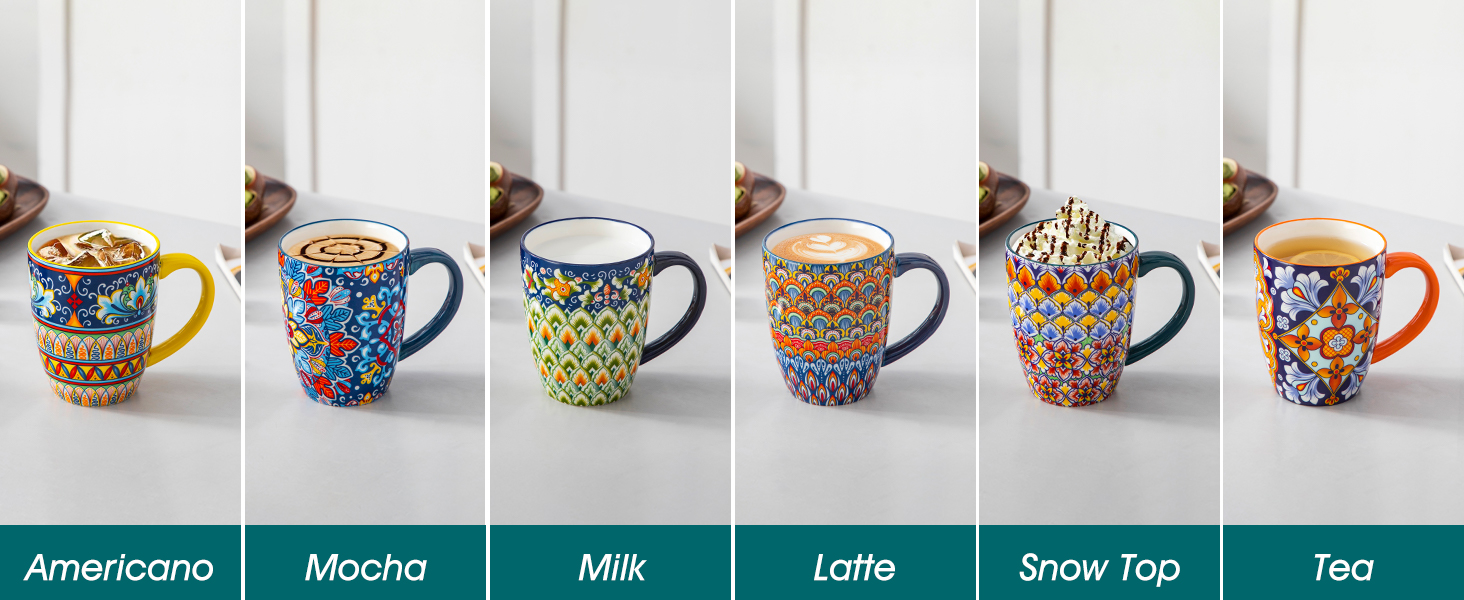 coffee mugs set of 6 ceramic mugs set large mugs