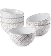 Dessert Bowls Set of 6, 300ml Small Stoneware Bowl with Assorted Embossment, Φ11.5cm Ice Cream Bo...