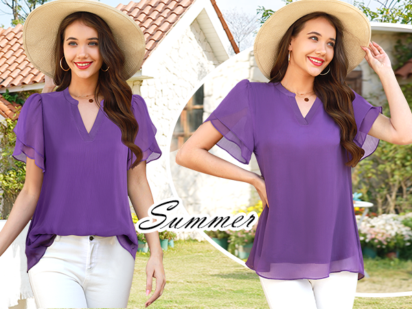 トップス KAVAL Round neck blouse Women's long sleeve shirts Stand Collar Cape Sleeve Blouse