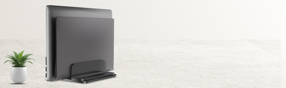 amazon basics Vertical Laptop Stand | Space-Saving Design | Scratch-Resistant | Fits All Laptops Up to 17.3 inches (43.94 cm) 35