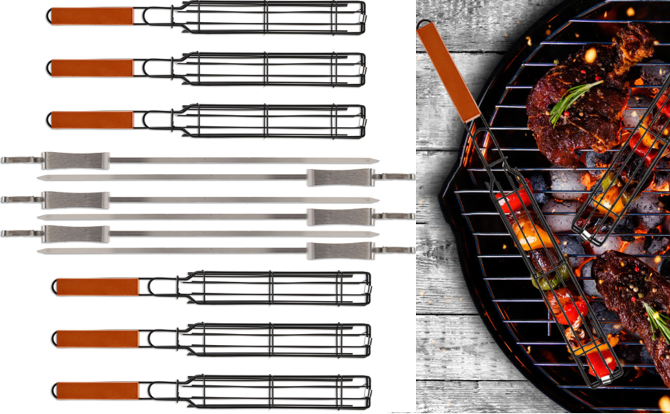 DEAYOU Set of 12 Kabob Grilling Baskets and Skewers