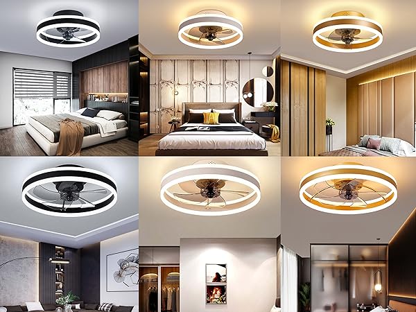 Modern Quiet Ceiling Fans with Lights for Bedroom Living Room Kitchen Study Room Fan Lamp