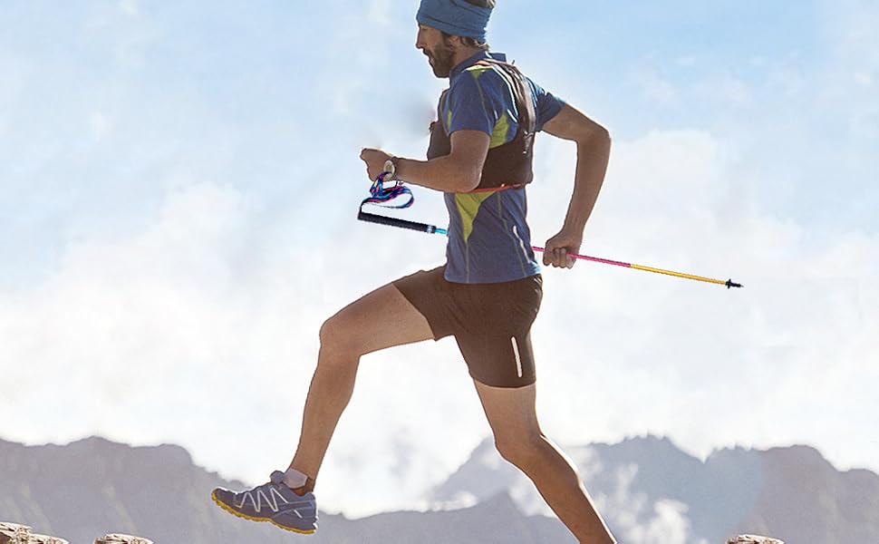 Amazon Azarxis トレイルランニング 専用ポール 折りたたみ式 トレランポール トレッキング 登山用ストック ウォーキングポール 超軽量 収納袋付き 2本セット カラフル 110cm Azarxis トレッキングポール