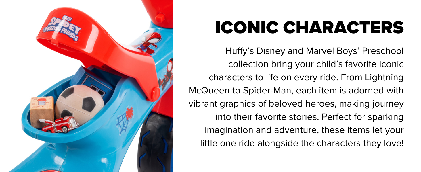 Huffy, Disney, Marvel, preschool, scooters, trikes, LED lights, water bottle, adventure, fun, kids