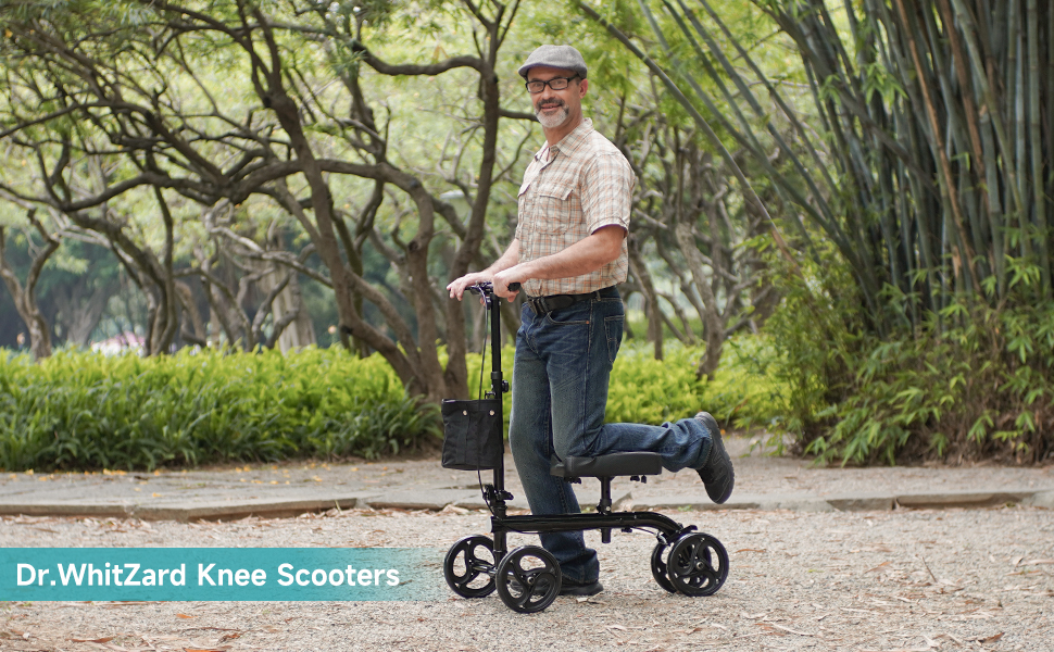 Dr.WhitZard Knee Scooters Steerable Knee Walker Foldable