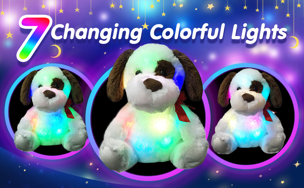 Bstaofy Light up Puppy Stuffed Animal Glow Dog Plush Toy