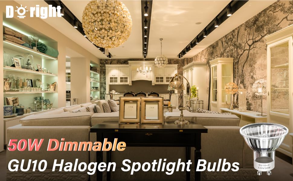 DoRight GU10 Halogen Spotlight Bulbs, Dimmable GU10 Halogen Light Bulbs