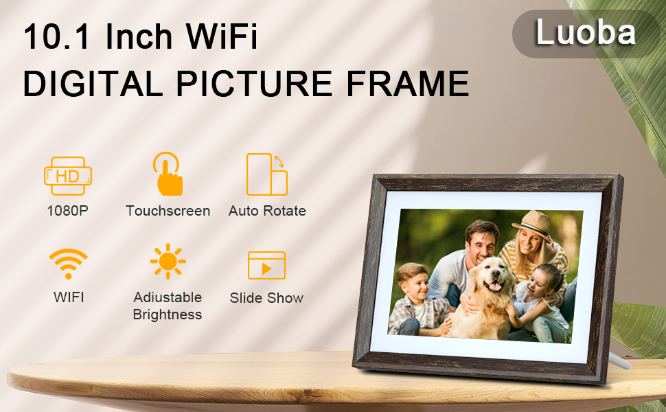 Luoba Digital Picture Frame, 10.1" WiFi HD Touchscreen