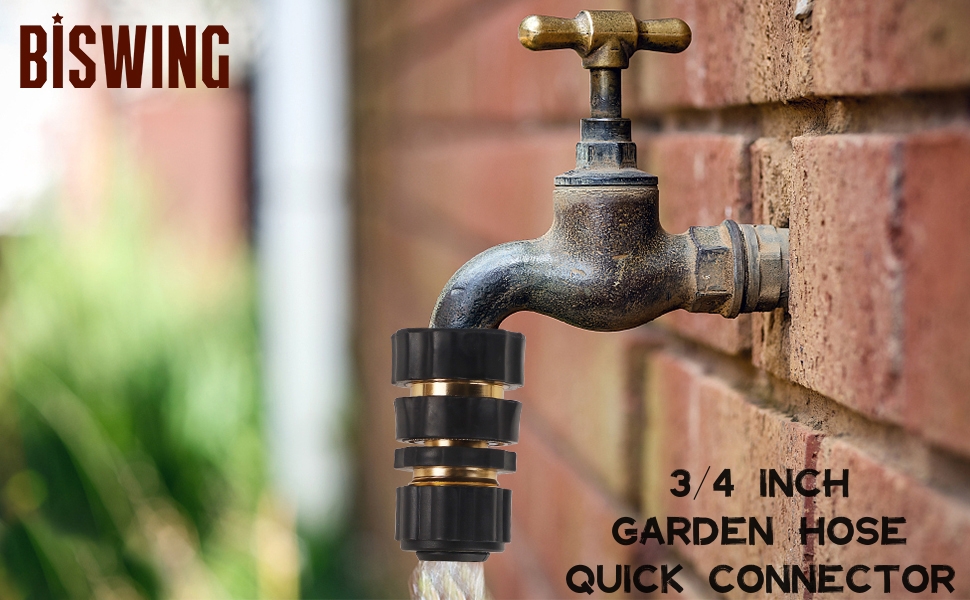 Biswing 3/4 Inch Garden Hose Quick Connector, Aluminum Male