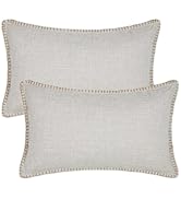 decorUhome Decorative Outdoor Throw Pillow Covers 12x20 Set of 2, Lumbar Linen Farmhouse Pillow C...
