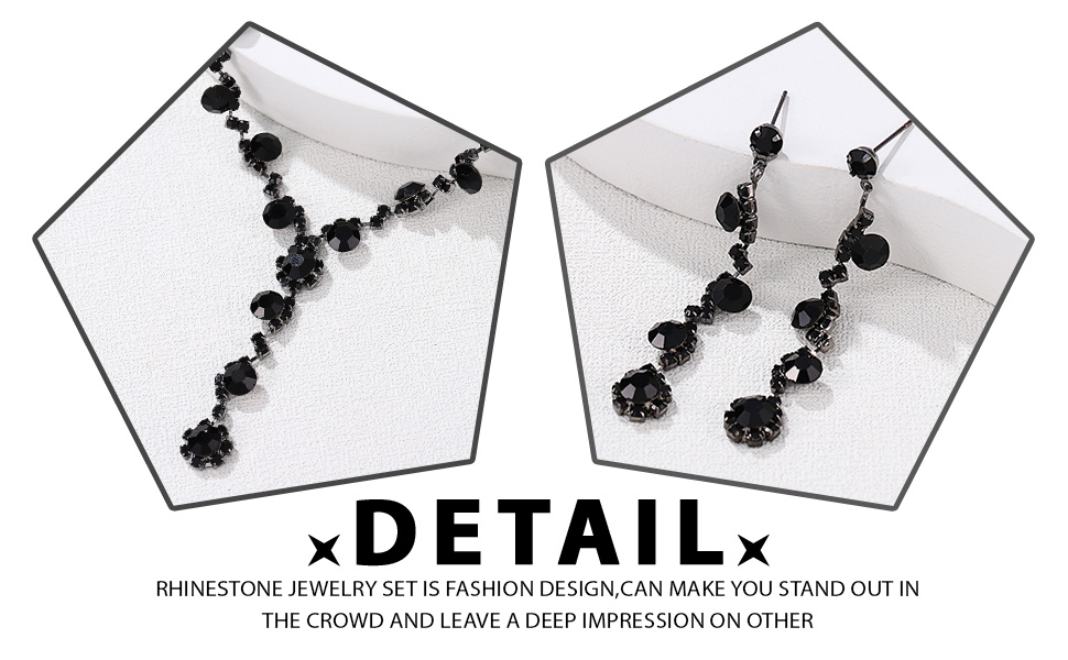 Black Rhinestone crystal jewelry set Prom jewelry sets party jewelry Rhinestone necklaces earrings