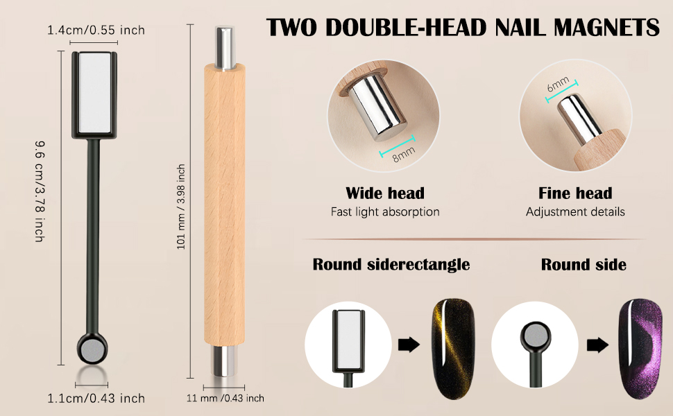 Cat Eye Magnet for Nails ,Magnetic Stick 2024 New Double-Head Nail Magnet for Nail Art DIY 
