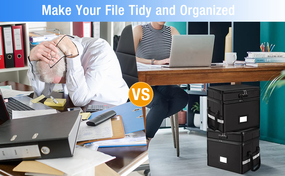 Fireproof Document Box, 2 Layer Document Organizer with