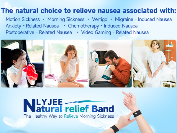 LYJEE 5 Pairs Motion Sickness Bands, Nausea Wristbands for Car Sickness,