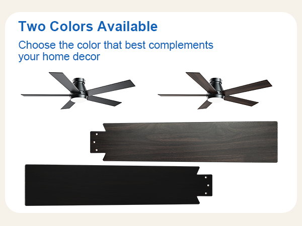 TCL 52" Ceiling Fan with Lights, Black Flush Mount Ceiling Fans with Remote Control