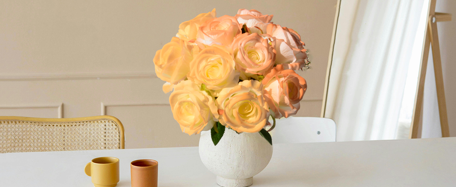 DH EYB 10PCS ColorChanging Artificial Roses Realistic Silk