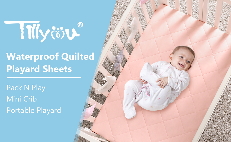 TILLYOU 2 Pack Waterproof Pack N Play Sheets Fitted