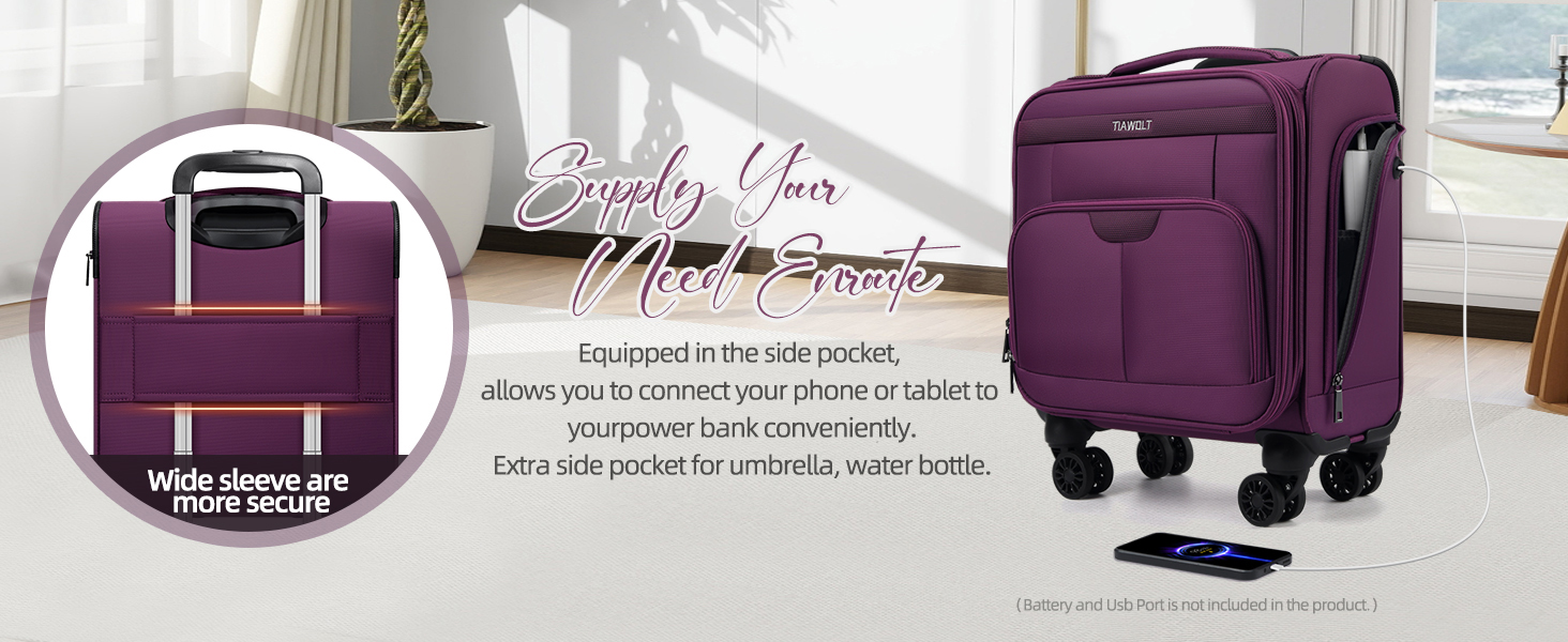 TIAWOLT Underseat Carry On Luggage With Power Pocket