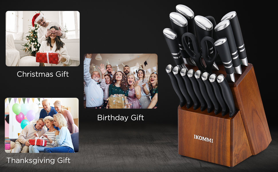 Knife Sets, IKOMMI Knife Set with Block, 23 Piece Chef
