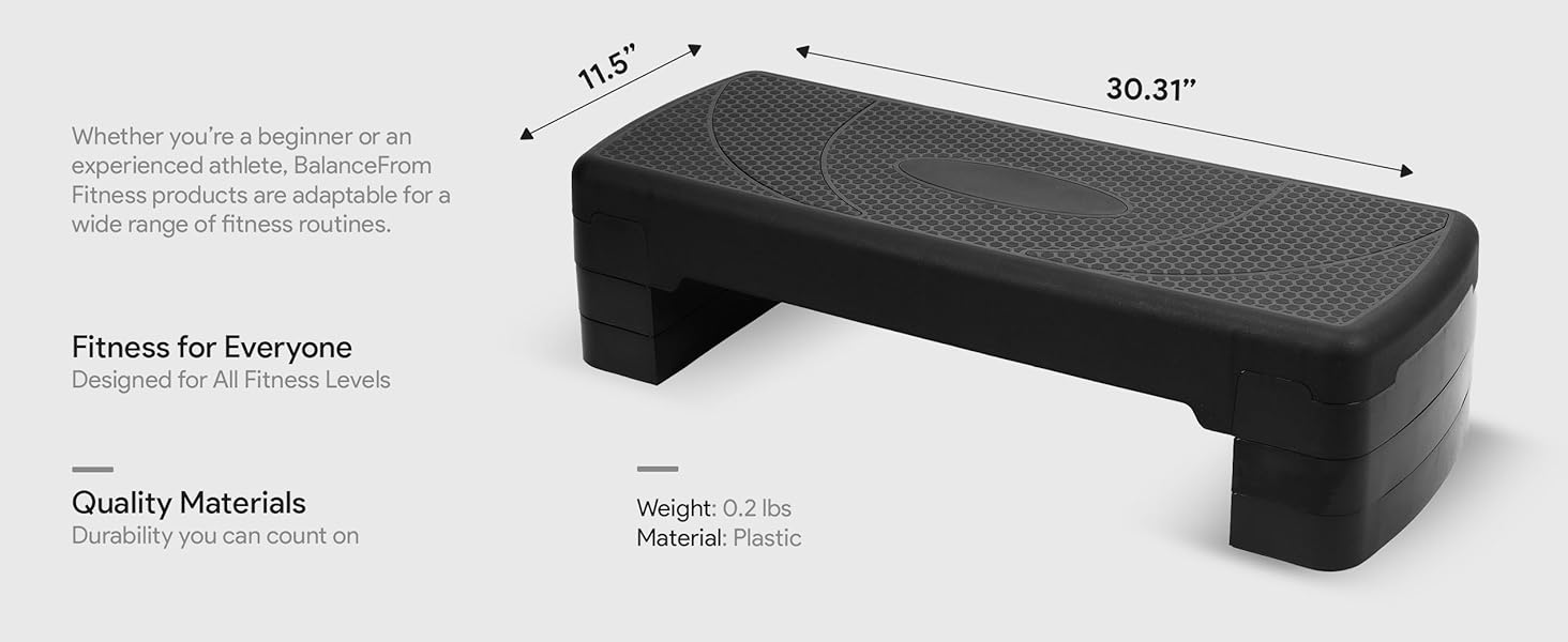 BalanceFrom Fitness Adjustable Workout Aerobic Step Platform Trainer, Gray/Black