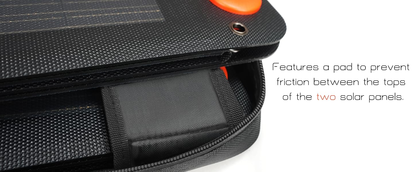 Features a pad to prevent  friction between the tops  of the two solar panels.