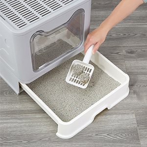 Lettiera Toilette Per Gatto Chiusa Cassetta Pieghevole Grande Con Cassetto, Adatto A Gatti Peso A 10kg 18 taille tamis et couvercle chaton bois tapis de litière auto-pack self-cleaning litter box