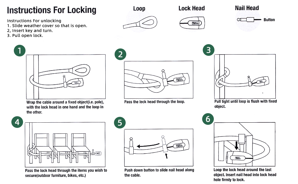 8ft Adjustable Steel Cable Lock