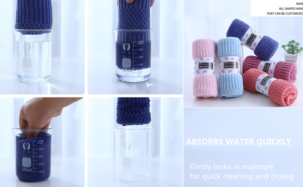 Qibesiey Hand Towel with Hanging Loop, set of 5 Ultra Absorbent Hand