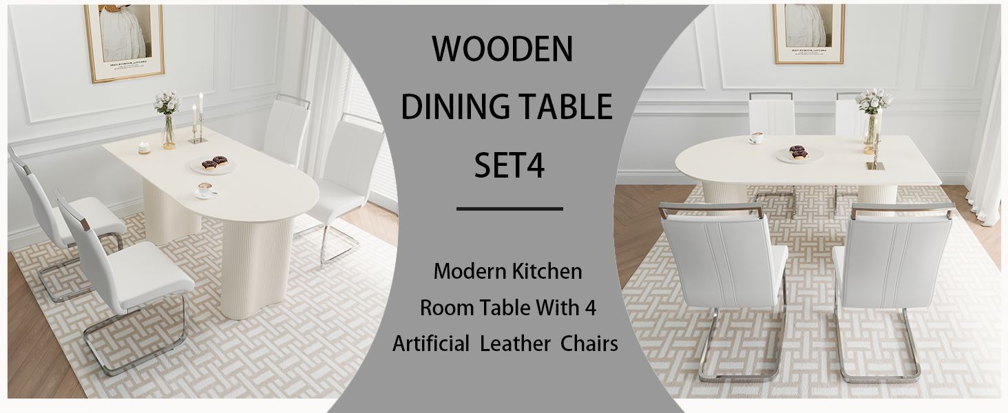 KIYEET Modern Dining Table Set for 4, 5 Piece Dining Table