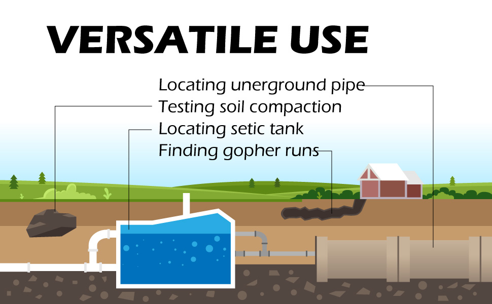64 Inch Metal Ground Soil Probe Rod Adjustable Soil Sample