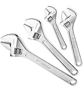 WORKPRO 4-Piece Adjustable Wrench Set, Forged, Heat Treated, Chrome-Plated (6-inch, 8-inch, 10-in...
