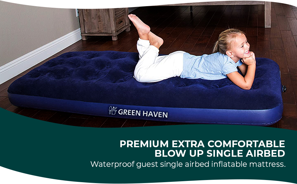 Premium Extra Comfortable Blow up Single Airbed Waterproof Guest