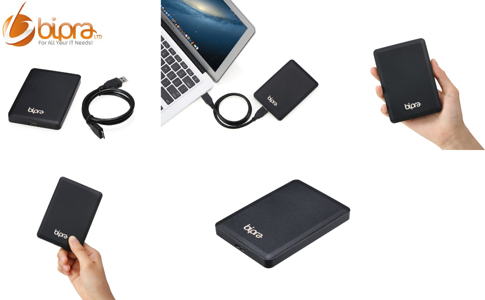 Bipra U3 2.5 inch USB 3.0 FAT32 Portable External Hard Drive Black