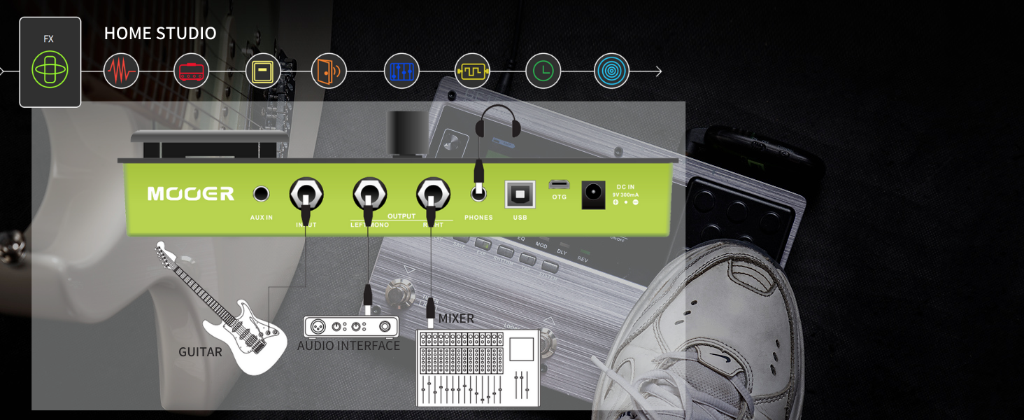 MOOER GE150 Guitar Amp Modelling Multi Effects Pedal