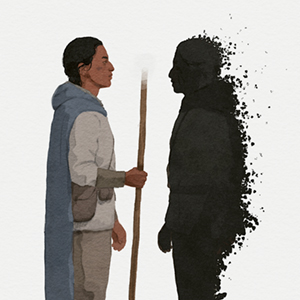 A man and his shadow